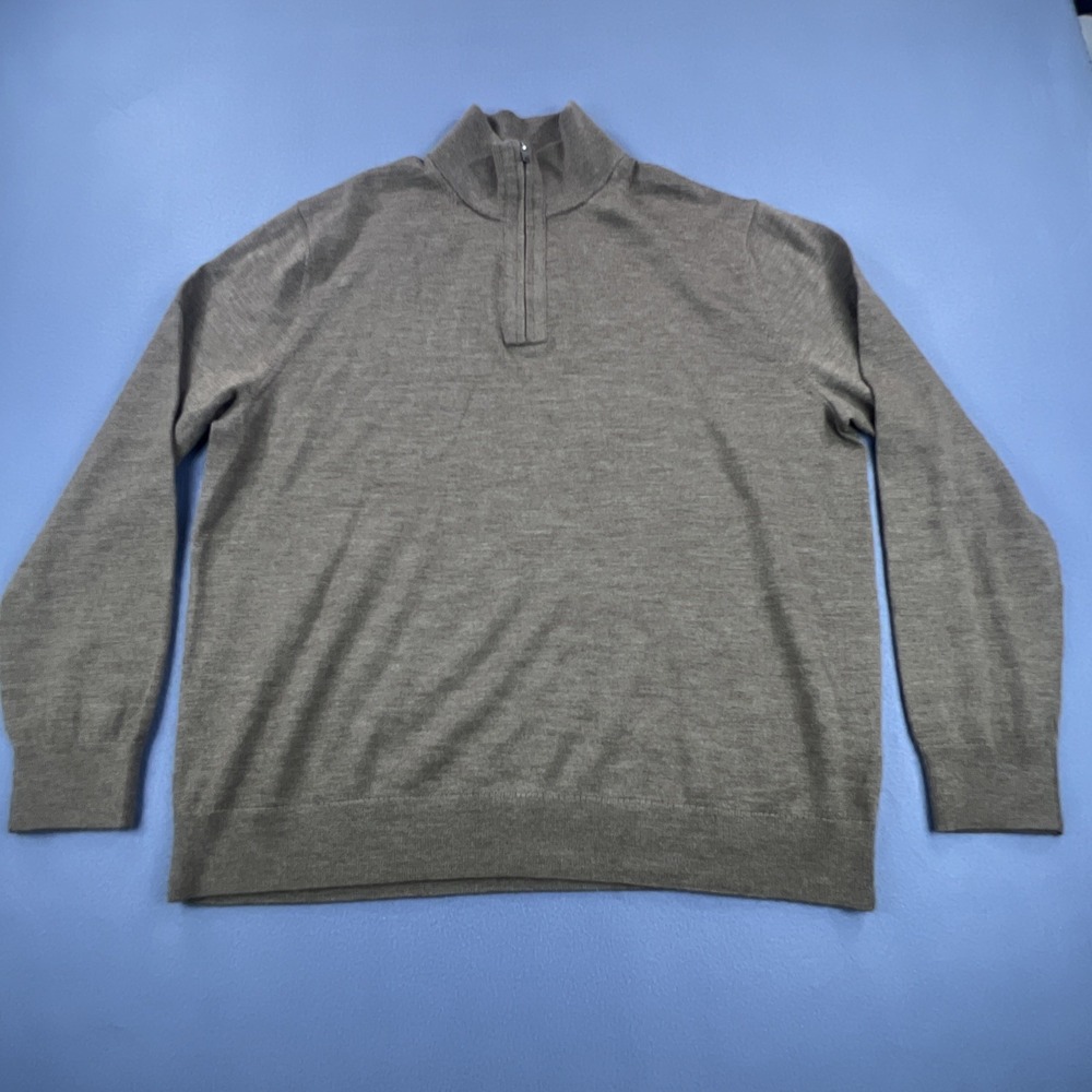 Banana Republic Merino Wool 1/4 Zip Sweater Men's XL Brown Casual Travel Gorpe